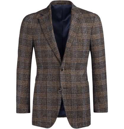 Brown With White Strips Check Bespoke Jacket