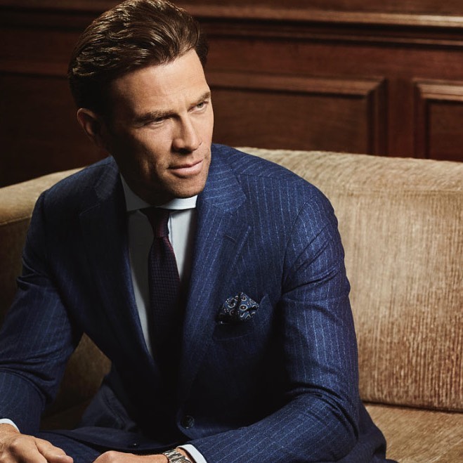 Business Suit Chalk pinstripes Cashmere Italian