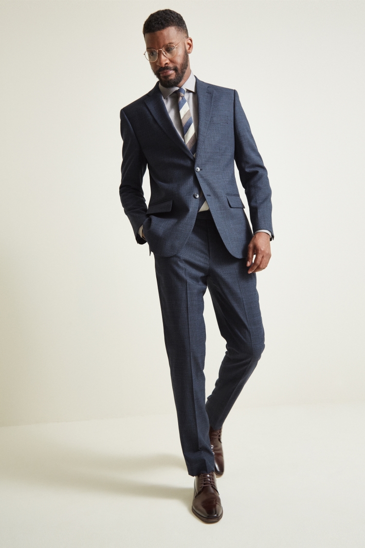 Tailored Fit Navy Puppytooth Suit
